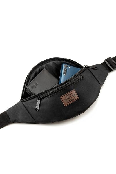 zagatto Borsetă, neagră, impermeabilă, spațioasă, 2 buzunare cu fermoar, design compact, 33x12x9 cm, ZG890