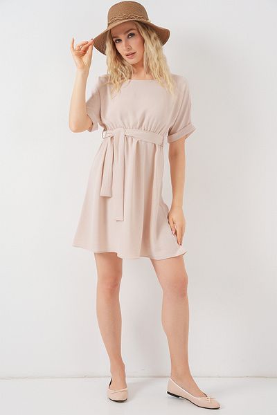 Bigdart Women's Short Sleeve Mini Ayrobin Dress 2572 - Cream