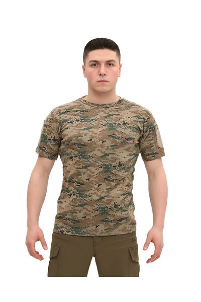 SINGLE SWORD Short Sleeve Crew Neck Lycra Pixel Unisex Regular Tactical Cotton T-Shirt/T-Shirt