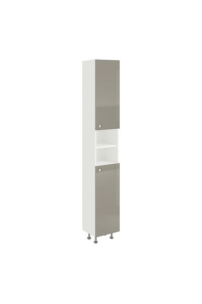 haaus.ro Soldat Baie Zaria, 2 Usi, Gri Lucios/Alb, MDF, L 30 x l 27 x H 190 cm