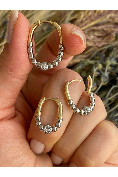 Lucios Vip Topcuk Detyali̇ Two Color 3-Piece Earrings