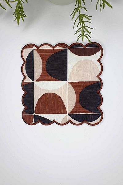 decofav Retro Geometric Tile Tone Embroidery Edge Cocktail Napkin 1 Piece