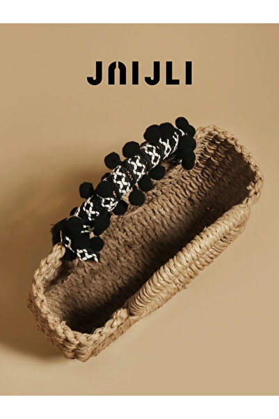 ÇANTA Bohemian Style Ethnic Ruffle Straw Bag, Women's Hand Bag French Vintage Woven Brown Bag