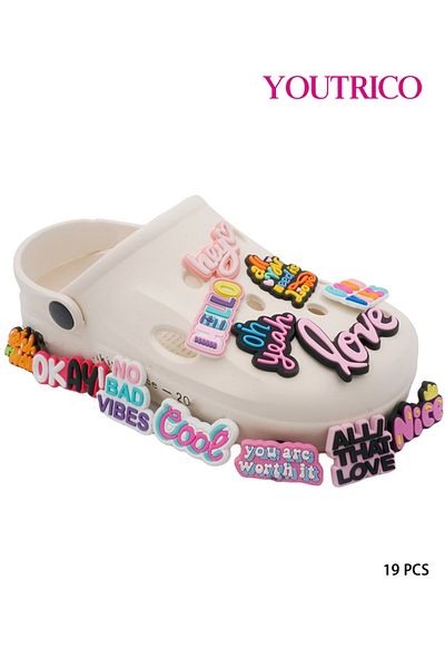 Youtrico 19pcs Romantic Words Jibbitz Charms For Crocs - Slipper Ornament