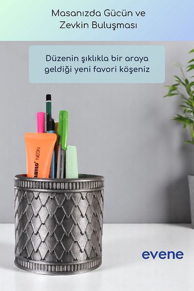Evene Suport pentru stilou Suport pentru stilou de birou Organizator Suport pentru stilou Argintiu Culoare antică Model 87