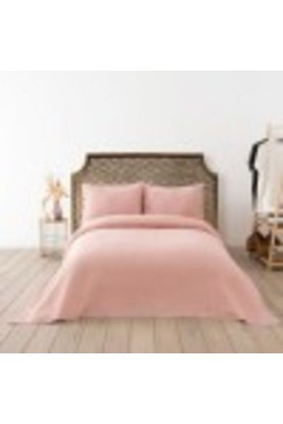 DC Home Cuvertura 200x220cm si 2 fete perna cu textura tip fagure, Waffle Roz pudra