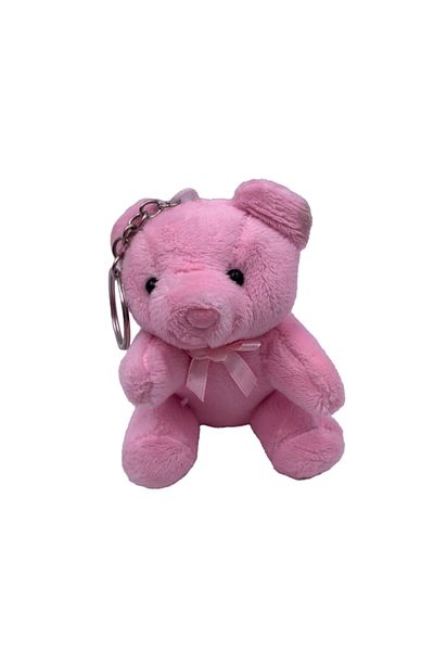 dalimag Breloc Ursulet de Plus cu Papion, Roz, 10 cm