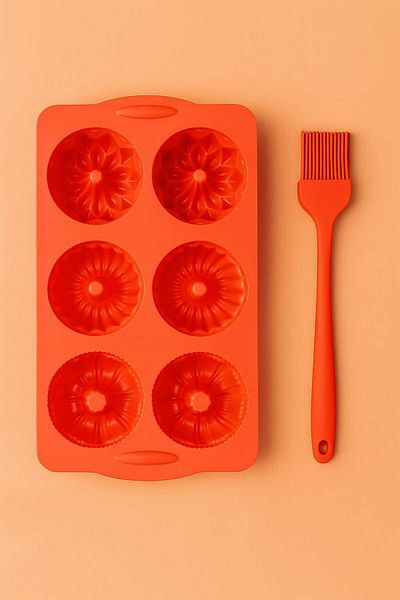 CKM silikon 6 Trays Muffin Mold and Silicone Brush Duo