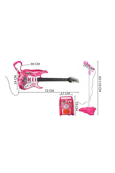 ideal STORE Guitar with Amplifier and Microphone idealstore rock party pink Equipped with 6 metal strings, Control