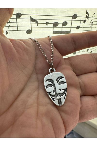 Herşey Nota V for Vendetta Mask Figured Unisex Necklace – Symbol of Freedom and Resistance