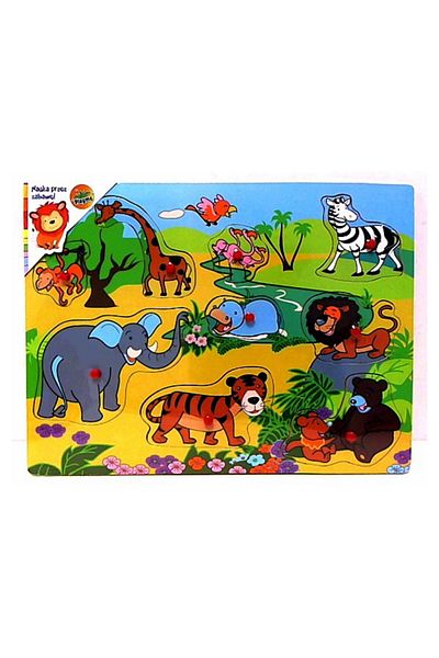 Brimarex Wooden puzzle - Safari animals, 9 pieces