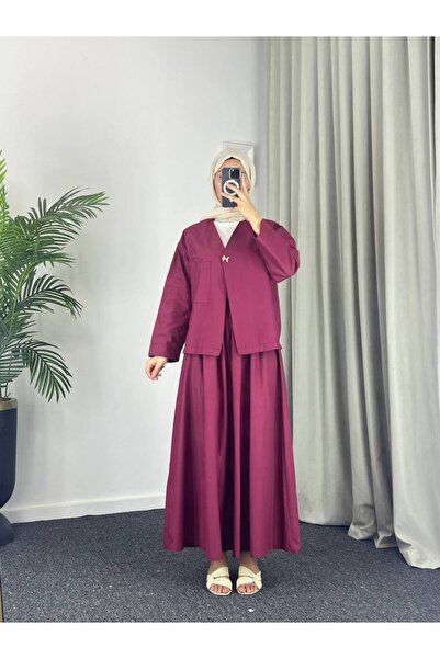 Esre Store 2342 - Σετ δύο τεμαχίων από ύφασμα ποπλίνας, μπορντό