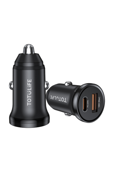 Totulife شاحن سيارة صغير بقوة 20 وات مع تقنية PD Type-C و QC3.0 USB-A للشحن ا...