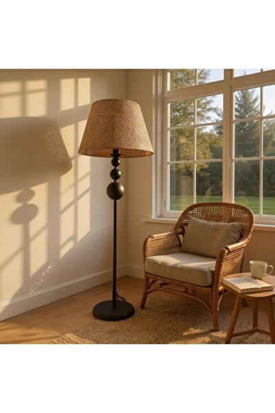 Ömür Avize roma modern tasarım rattan kumaş konik lambader