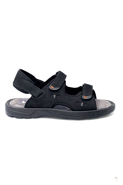 KİNDEP Kindep Ran Genuine Leather Poly Light Sole Men's Comfort Sandals Black