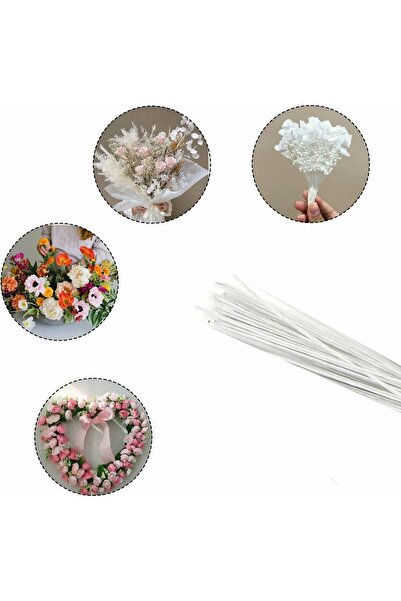 roco paper Yapay Çiçek Teli, Çiçek Aranjman Yapım Teli, 2 mm - 10 Adet 60 cm - Beyaz