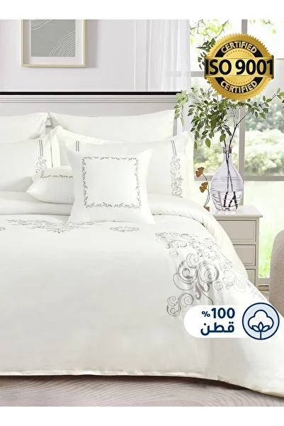 Master Home Textile Cotton Embroidery Comforter Sets, Fits 200 x 200 cm Double Size Bed, 9 Pcs King Size, 200 TC Cotton
