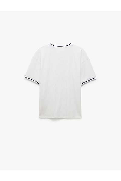 Koton Cotton Piping Crew Neck Short Sleeve Basic T-Shirt