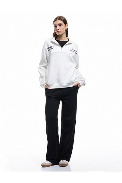 Koton Raised Long Sleeve Back Printed Half Zip Sweatshirt