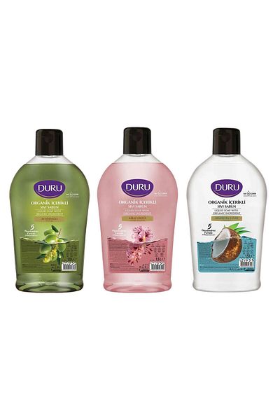 Duru Liquid Soap 1500 ml X 3 Mixed Pack (Olive Oil-Coconut-Cherry)