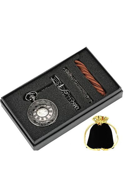MBrands vintage mechanical skeleton pocket watch set