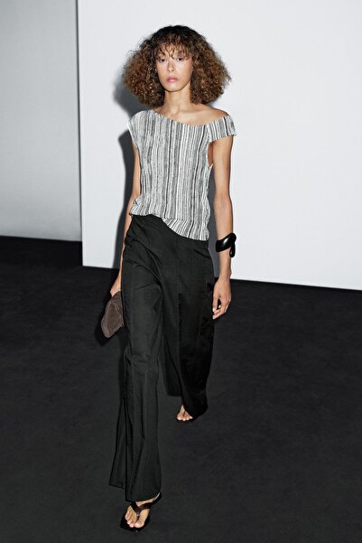 Massimo Dutti Dikiş detaylı geniş paça pantolon