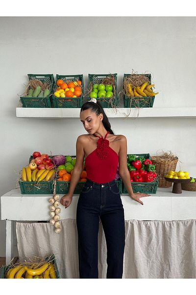 mydukkan.co Darell Rose Detail Bodysuit Red