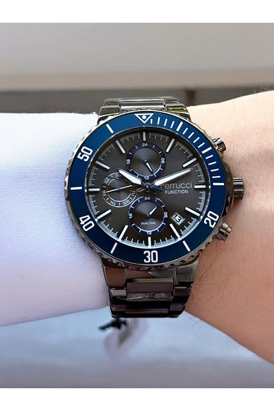 Ferrucci Men's Navy Blue Functions Active Metal Cord Wrist Watch