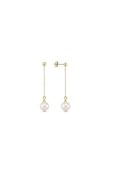 Birinci1926 Doğal İnci Sallantılı Küpe SARI