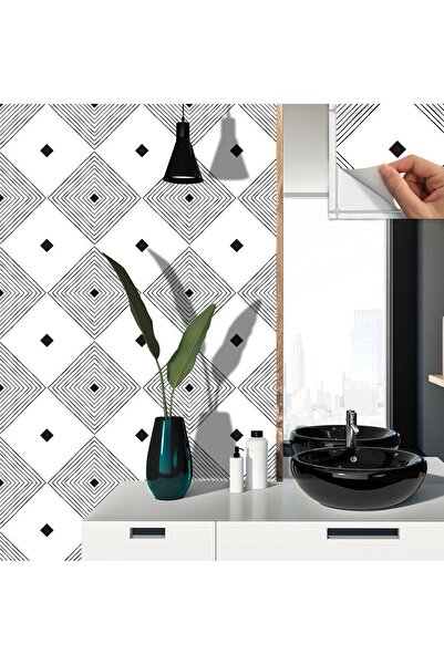 TİNK Kendinden Yapışkanlı Fayans Siyah Karo Desenli Pvc Karo 30x30 Cm (4 ADET) 0,36m2