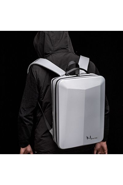 MBrands 8009 Backpack, USB port, 15.6 laptop pocket, waterproof, hard shell, TSA lock White