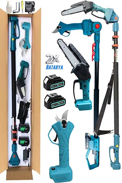 MoonTech Japan 256 Vf 2 Li Set 2 Akülü Şarjlı Ağaç Dal Kesme Budama Makası Zi...