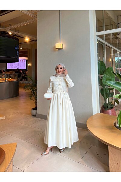 dezer PAMUKLU POPLİN KUMAŞ FİYONKLU ELBİSE