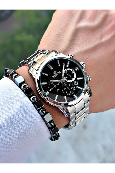 Bentini Men's Wrist Watch – Functional, Steel Band, Waterproof, 2-Year Warranty