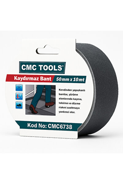 CMC Tools شريط مضاد للانزلاق مقاس 50 مم × 10 أمتار - شريط أمان ذاتي اللصق للس...