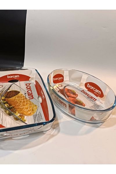 Paşabahçe Borcam Medium Size Medium Size Oven Mold Set of 2 Oven Tray (59084+59006)