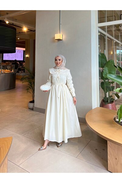 dezer PAMUKLU POPLİN KUMAŞ FİYONKLU ELBİSE