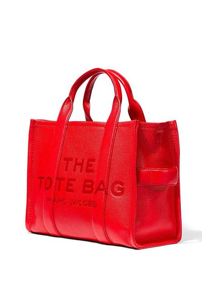 Marc Jacobs 'The Tote Bag Medium' Red Bag With Logo In Grained Leather Woman Marc Jacobs