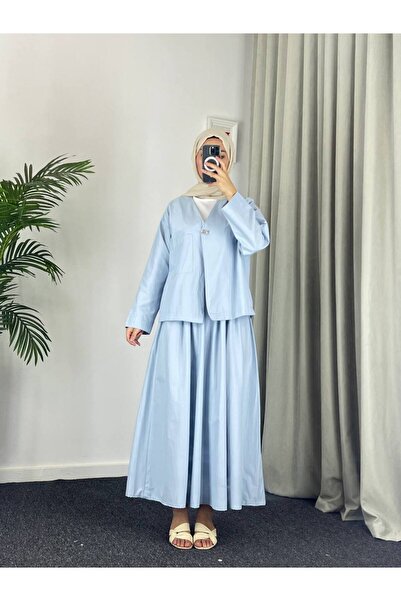 Esre Store 2342 - Σετ δύο τεμαχίων από ύφασμα ποπλίνας μπλε