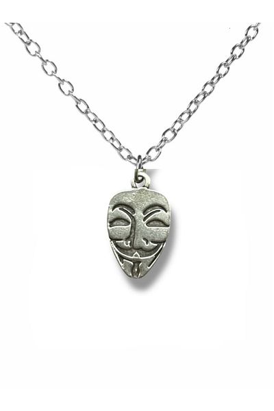 Herşey Nota V for Vendetta Mask Figured Unisex Necklace – Symbol of Freedom and Resistance