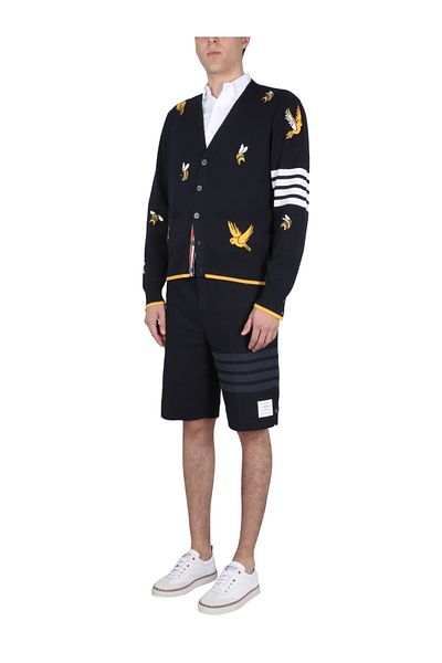 THOM BROWNE Cardigan With Birds And Bees Inlays
