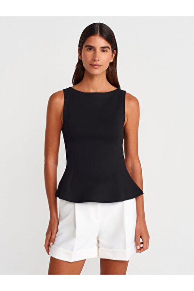 Dilvin 21001 Блуза с лодкаобразно деколте и пеплум