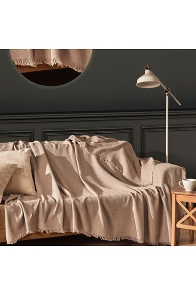Viaden Thin Throw with Tassels, 170x200cm, Merlin Beige