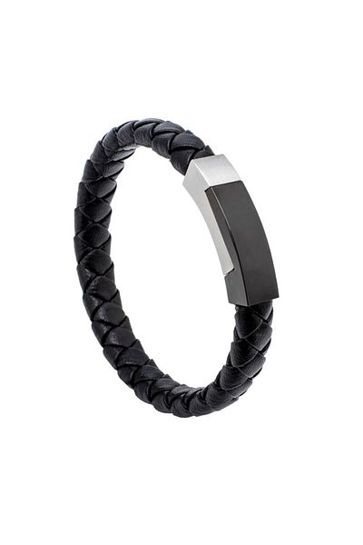 MBrands Brățară din piele împletită italiană, 23 cm, închidere magnetică