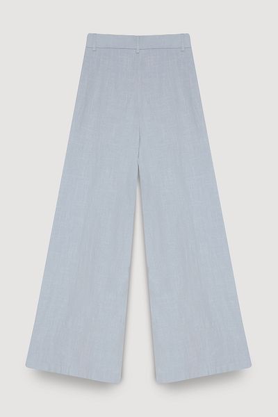 Quzu Wide Leg Palazzo Trousers Blue