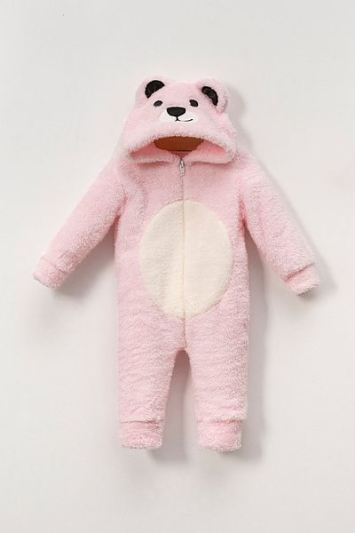 Teddy Pie Cute Teddy Bear Patterned Hooded Children's Jumpsuit