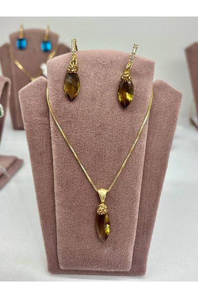 argint 925 Zultanite stone necklace and earrings set