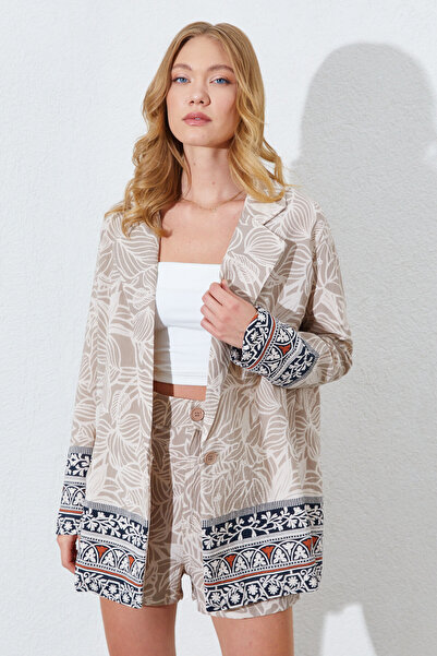 EDITION WOMAN Skirted Blazer Jacket - Mink |   Ek100355055