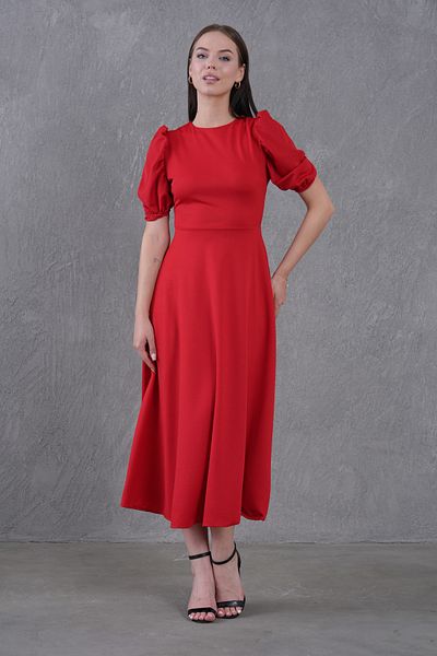 Secret Passion Lingerie New Season Scuba Crepe Fabric Balloon Sleeve Round Neck Midi Length Flared Cut Women's Evening Dress 092