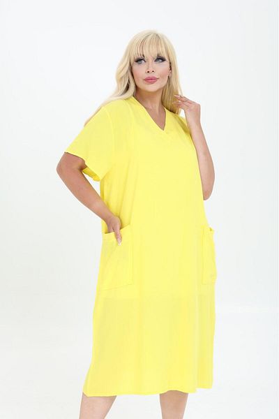 mervemoda Women's Summer V-Neck Woven Dress Short Sleeve Dress Below the Knee